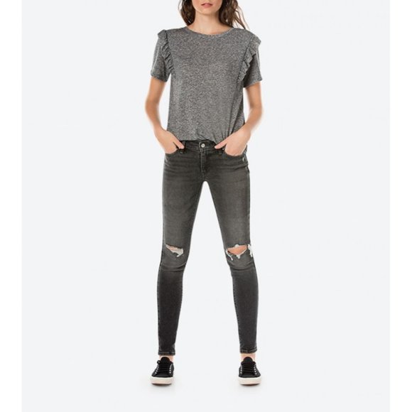 Levi's Denim - Levi's 711 Skinny Jeans Black wash Distressed 28